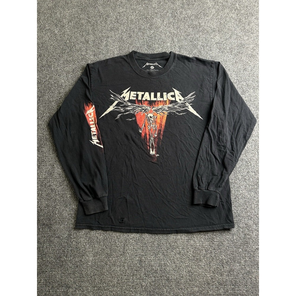 Mens Metallica Black Skeleton Graphic Long Sleeve Band T-Shirt, Size L